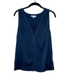 Joie Satin Button Front Sleeveless V-Neck Blouse